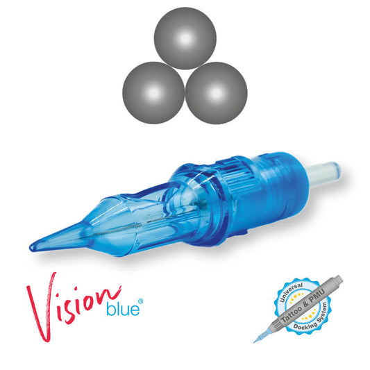 PMU / Tattoo Nadelmodul 3er Round Liner Long Taper 0,35mm Vision blue® Beauty Boss Academy