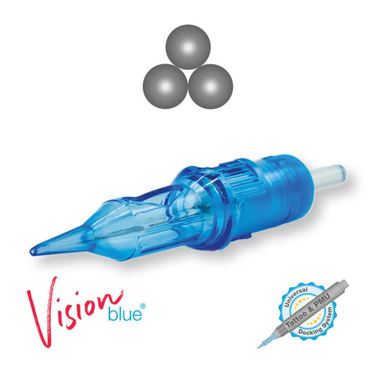 PMU / Tattoo Nadelmodul 3er Round Liner Long Taper 0,30mm Vision blue® Beauty Boss Academy