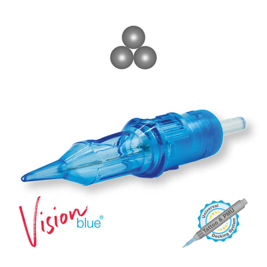 PMU / Tattoo Nadelmodul 3er Round Liner Long Taper 0,18mm Vision blue® Beauty Boss Academy