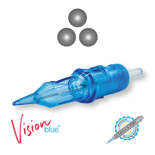 PMU / Tattoo Nadelmodul 3er Round Shader Medium Taper 0,25mm Vision blue® Beauty Boss Academy